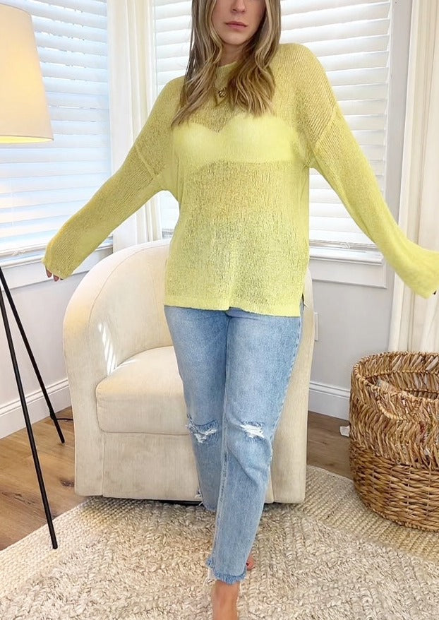 cute airy lime green women's sweater